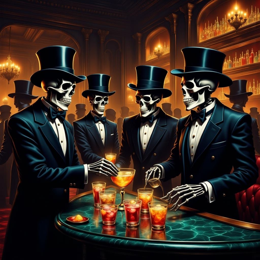 Sophisticated Skeletons in Film Noir Style