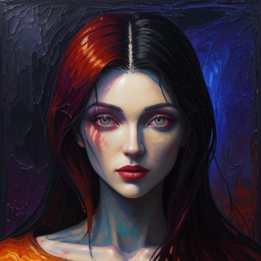 Neo-Impressionist Angel of Death Portrait in Oil