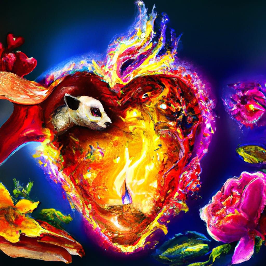 Mystical Hearts Floating on Iridescent Flowers