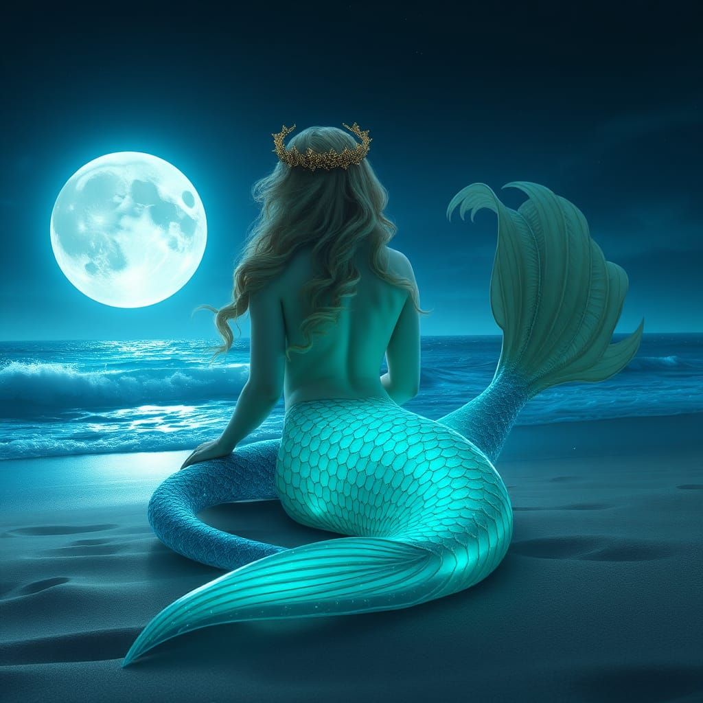 Bioluminescent Mermaid Moonrise: A Digital Masterpiece
