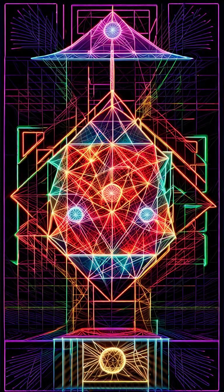 Sacred Geometry with Quantum Elements in Neon