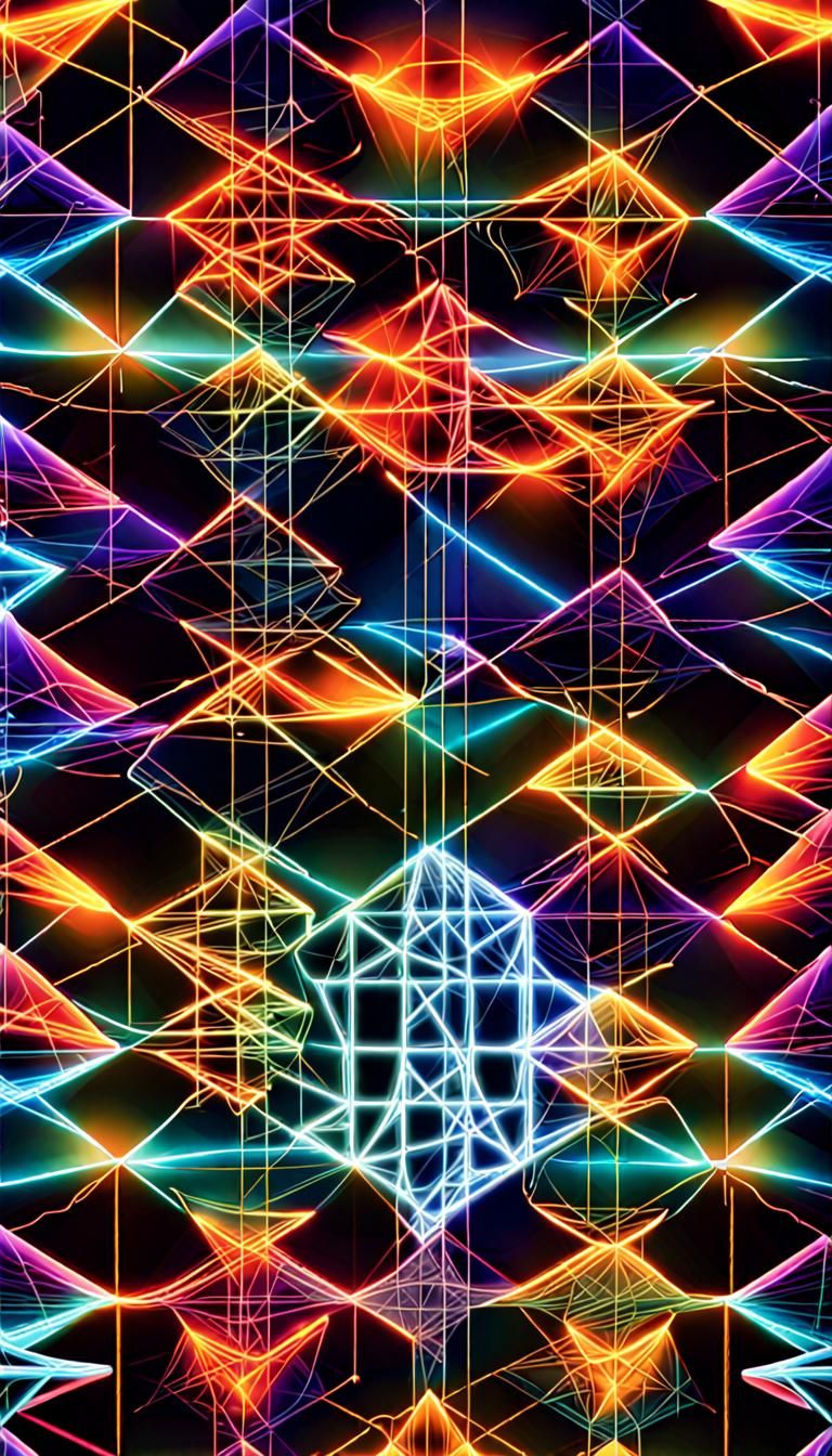 Neon Sacred Geometry with Quantum Elements