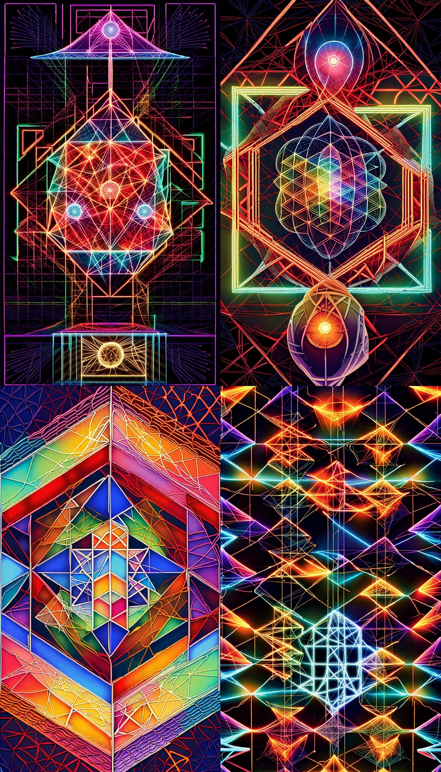 Sacred Geometries of Quantum Consciousness in Neon Glowing D...