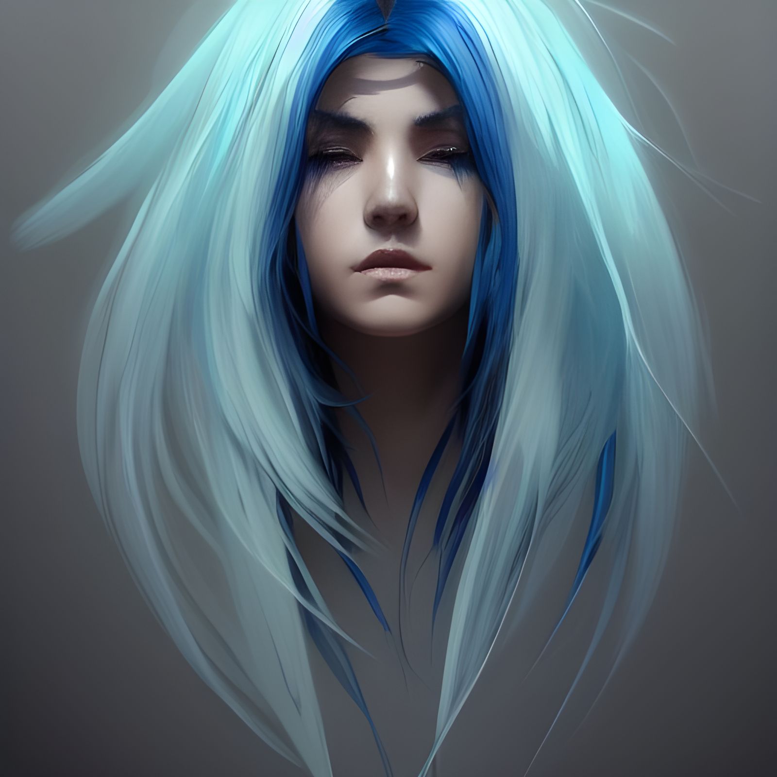 Blue and Black Dyed Hair Portrait in Unreal Engine