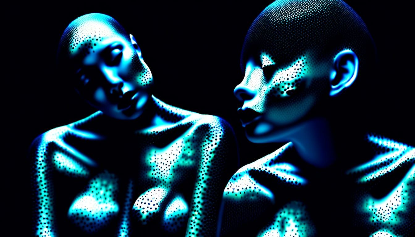 Surrealist Body Art in a Dark, Granular World