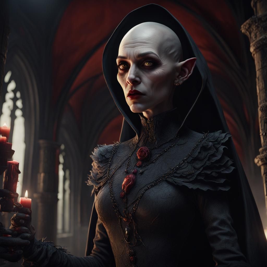 Detailed Female Nosferatu Fantasy Concept Art