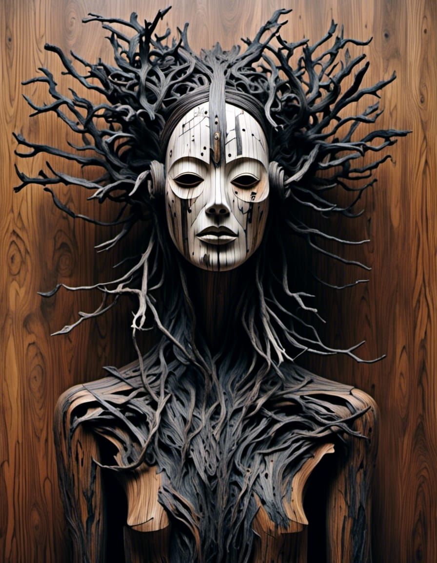 Woman with Existential Dread Behind Mask of Fear