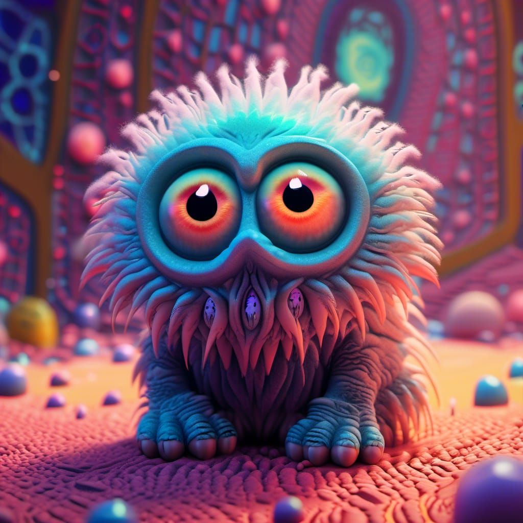Moody Little Monster in 3D Digital Art