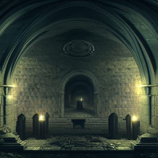 Dark Fantasy Catacombs Concept Art in 8K