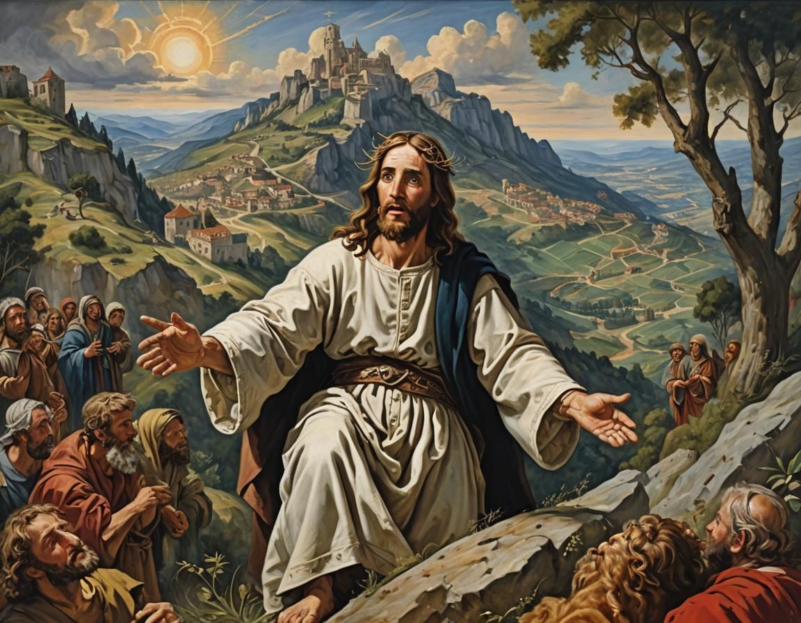 Jesus on the Mount of Olives, Baroque Oil Painting