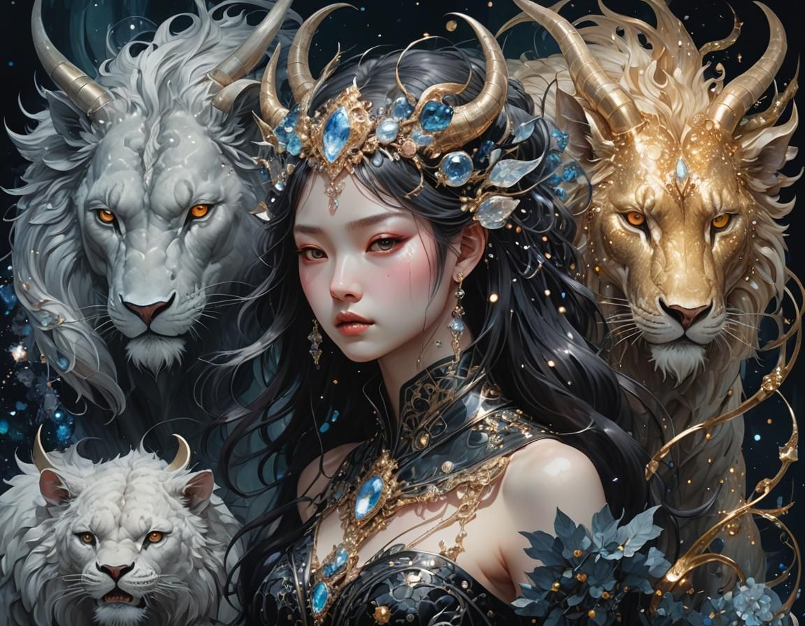 Human and Chimera in Dark Fantasy Style