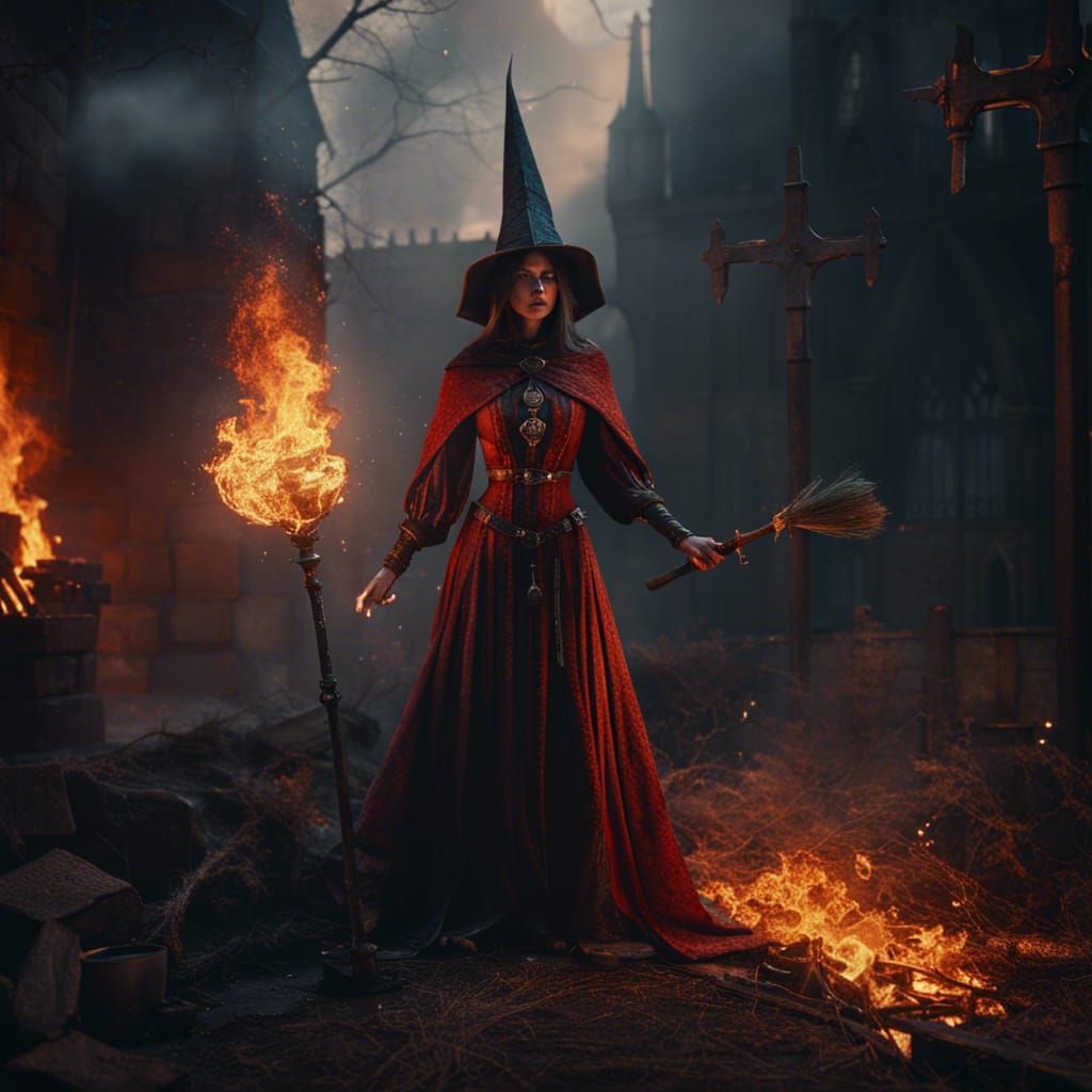Medieval Witch Burning: Detailed Matte Painting