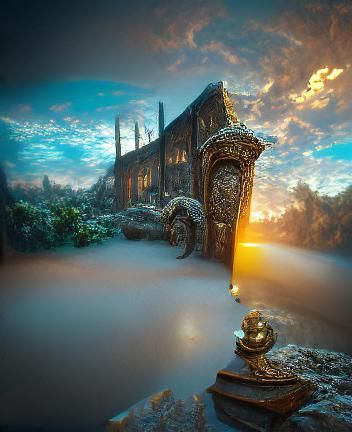 Figures Waiting in Beautiful Light, 3D Rendered