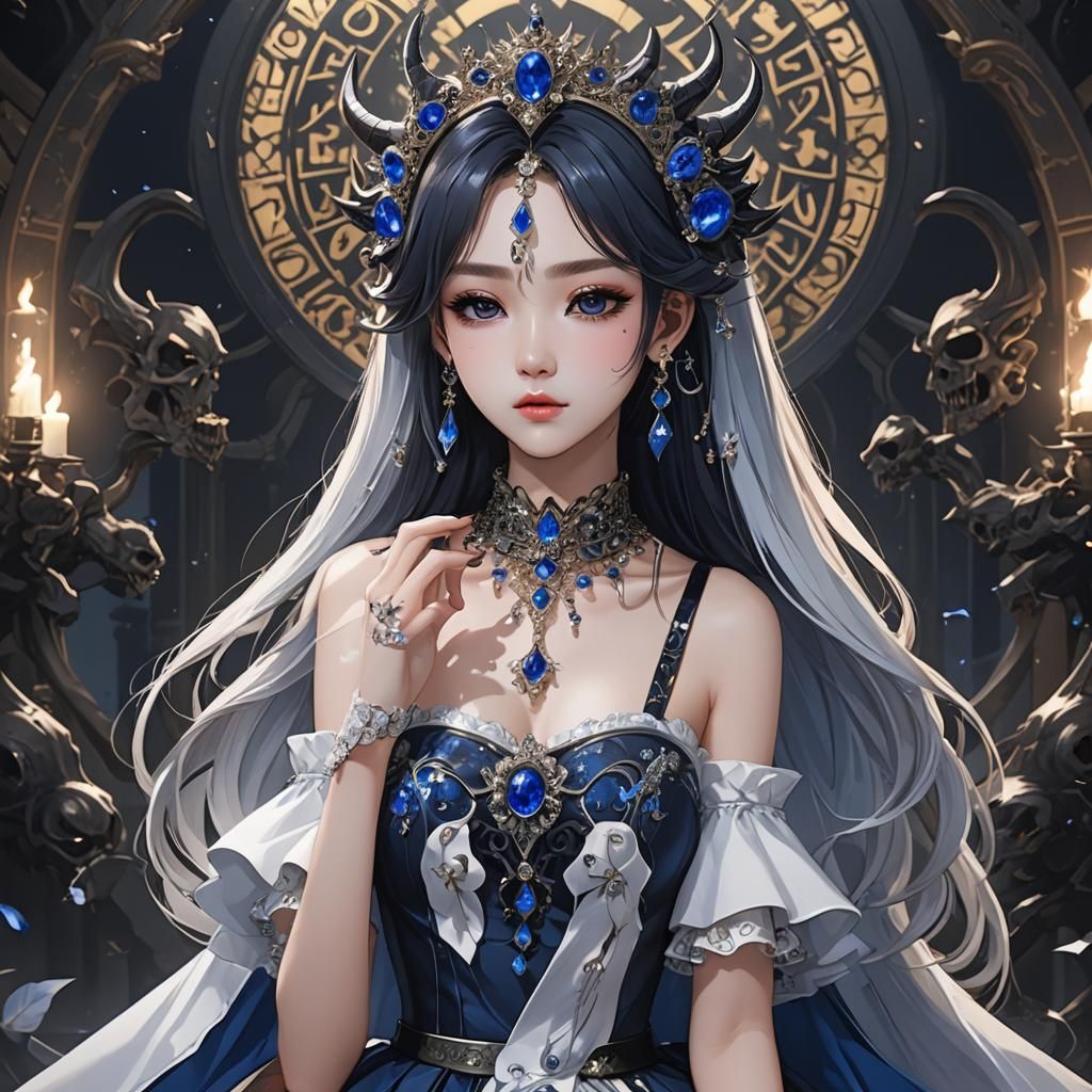 Evil K-Pop Dark Princess in Anime Style