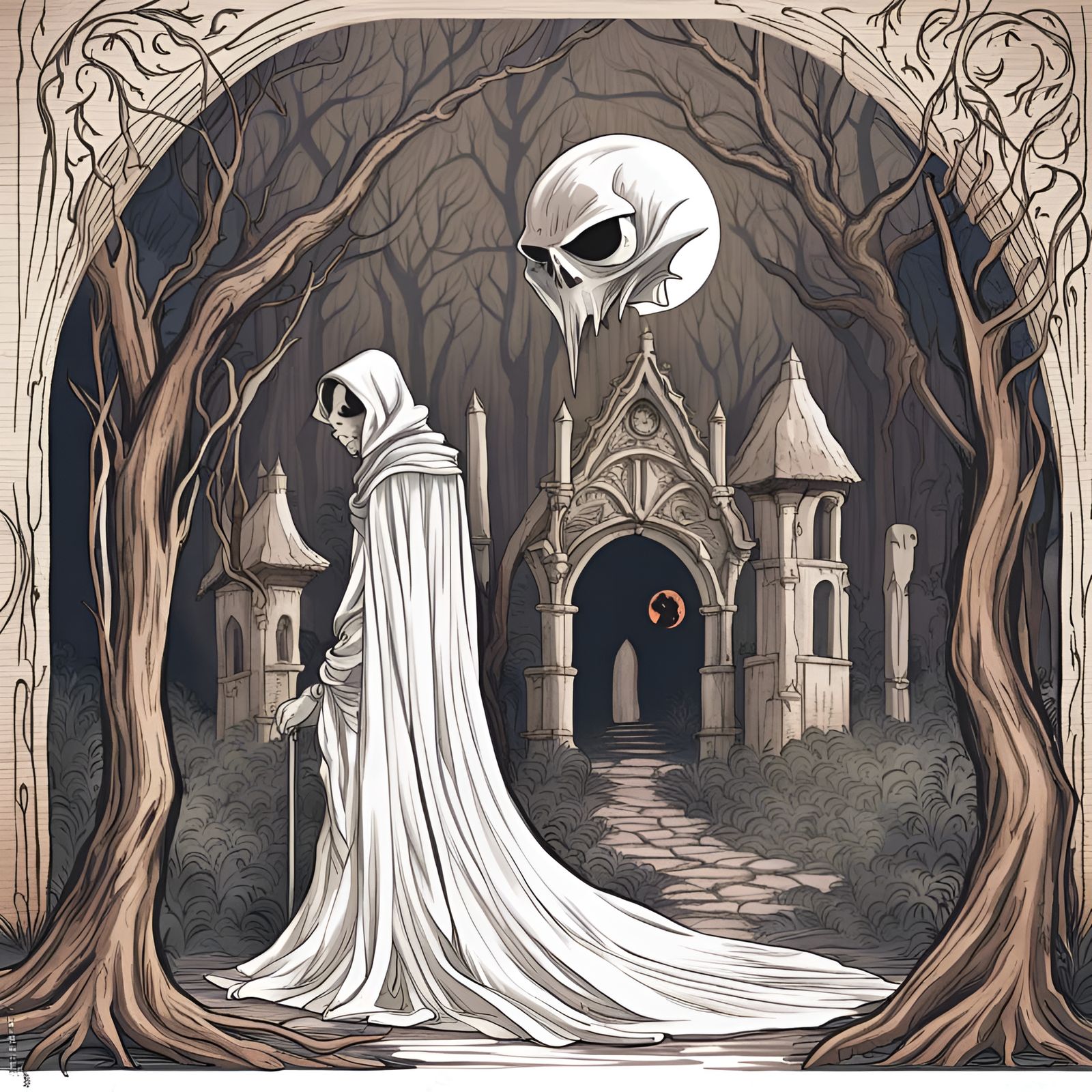 fantasy world with subject of vampire ghost in assasin with real woods