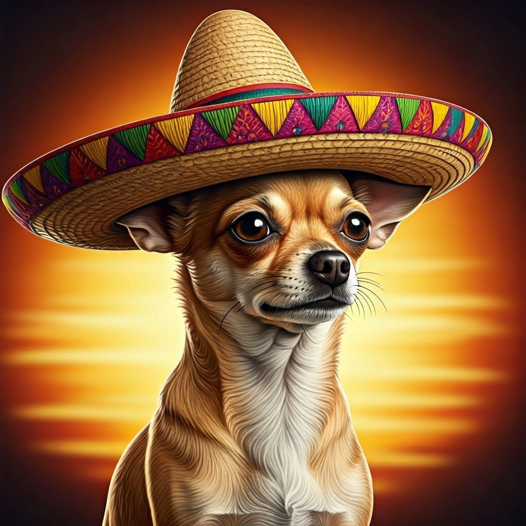 Chihuahua in Sombrero with Taco Bell Slogan
