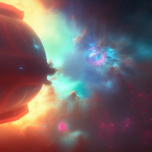 Colorful Nebula Formation in Detailed Digital Art