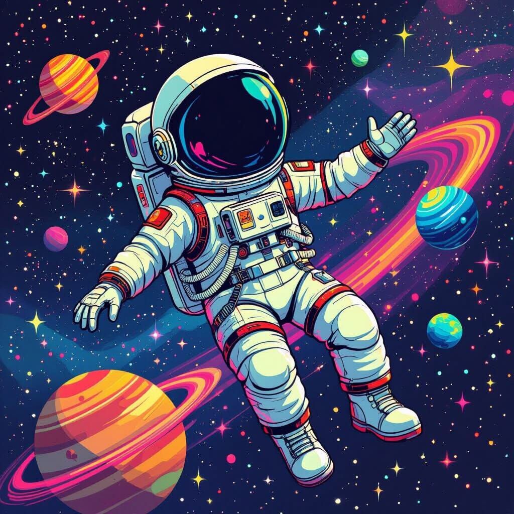 Class 7 Astronaut in Vibrant Outer Space