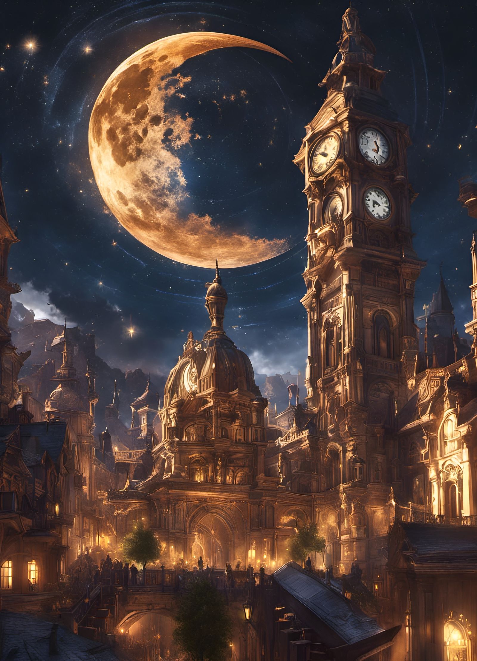 Magic Clock Town Under Jeweled Moon
