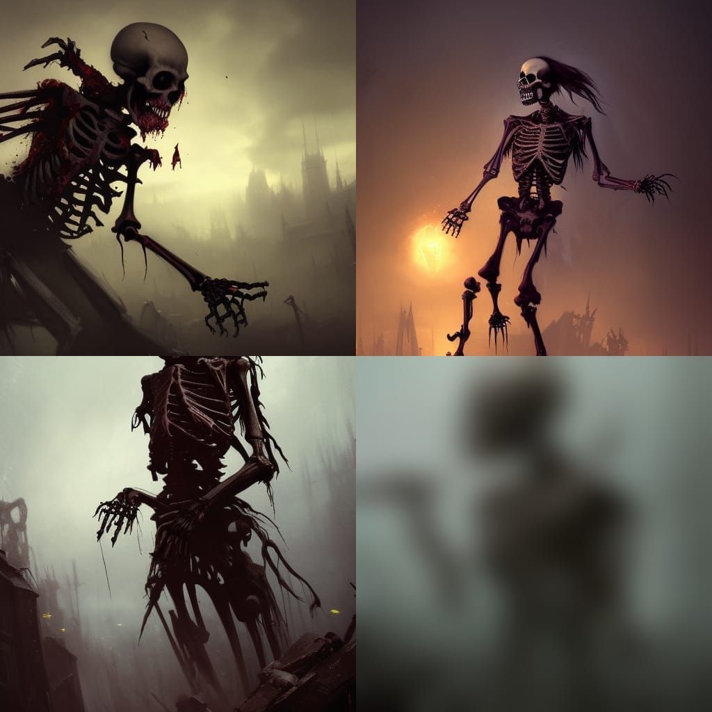 Hyperdetailed Zombie Skeleton in Dark Fantasy Style