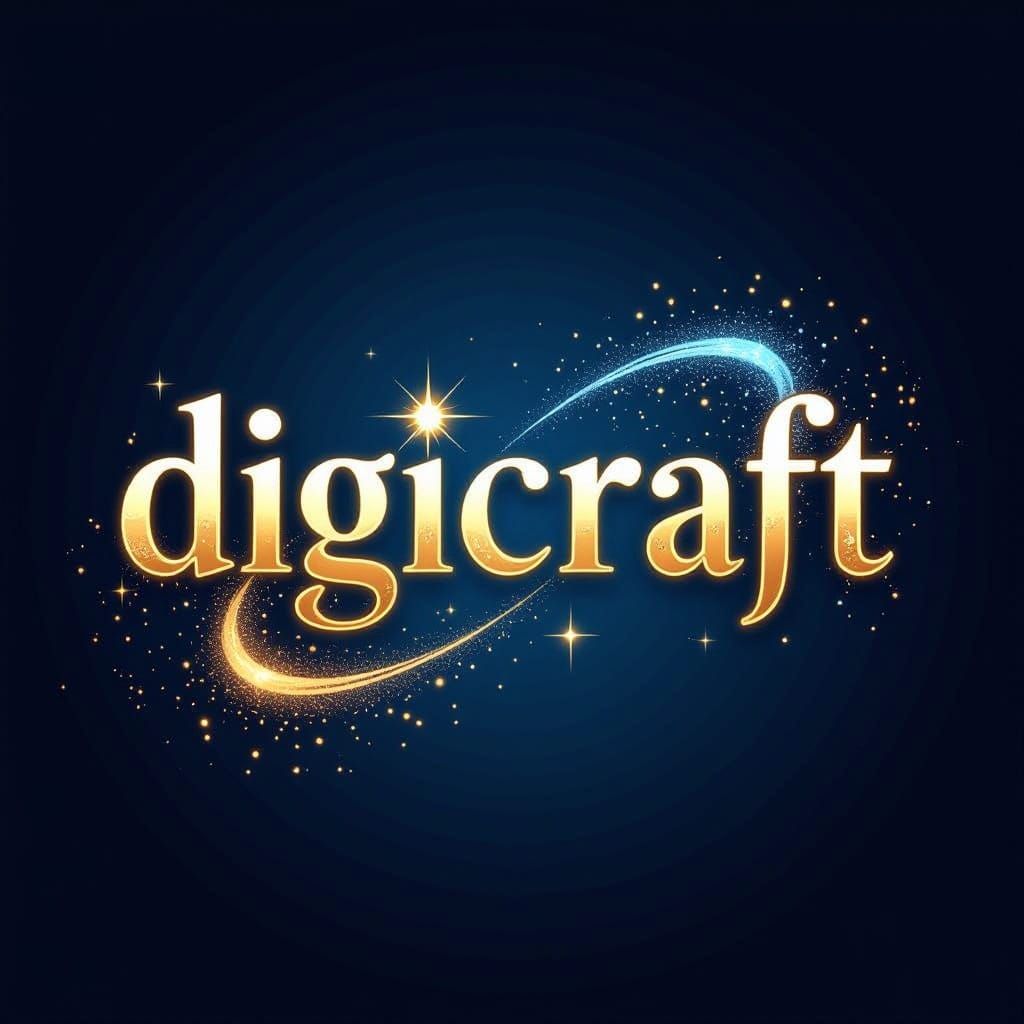 Elegant DigiCraft Logo with Sparkle and Gold Accent