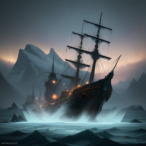 Majestic Sunken Snow Elf Ship, Auriel's Wings, in Glacial Wo...