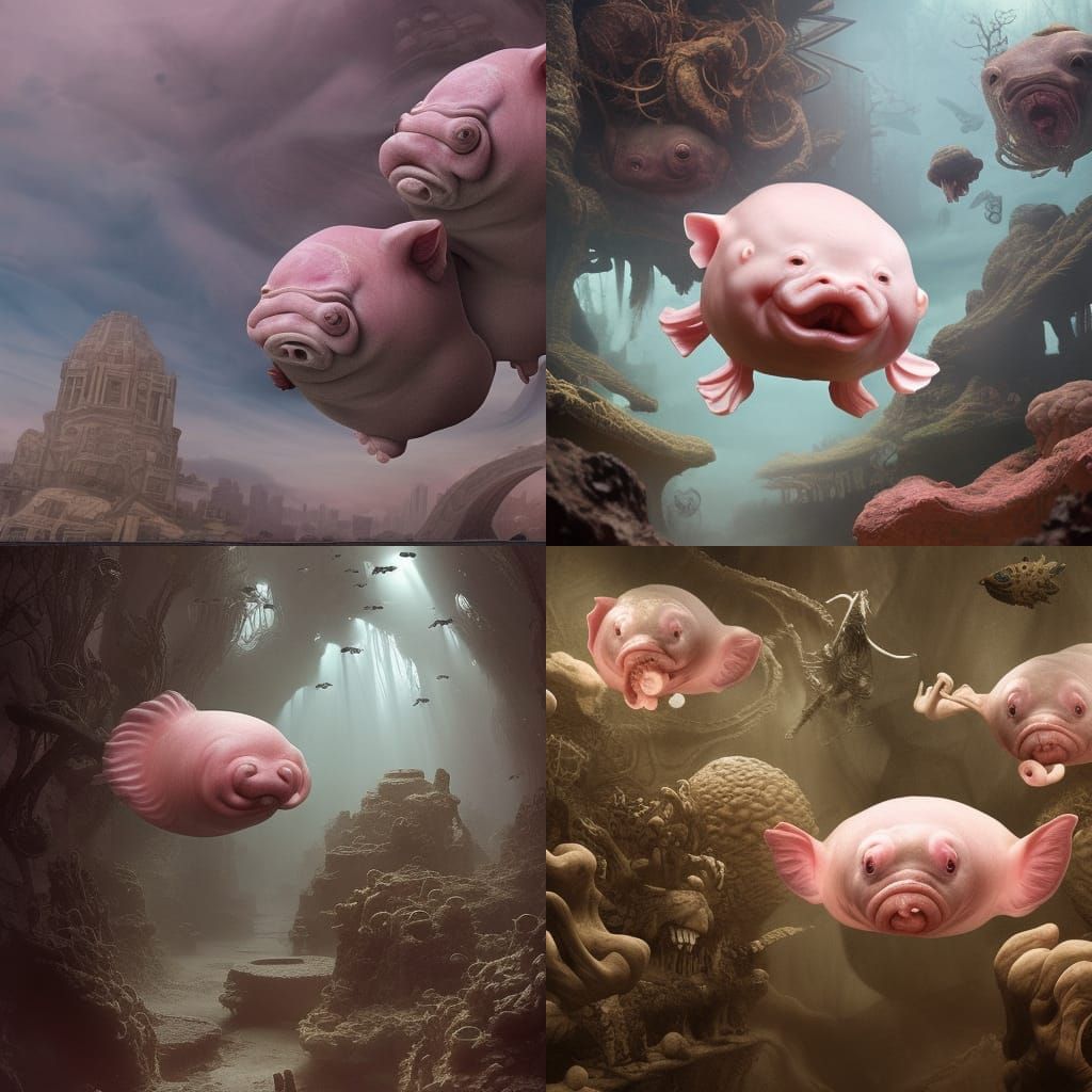Detailed Digital Painting of a Blobfish