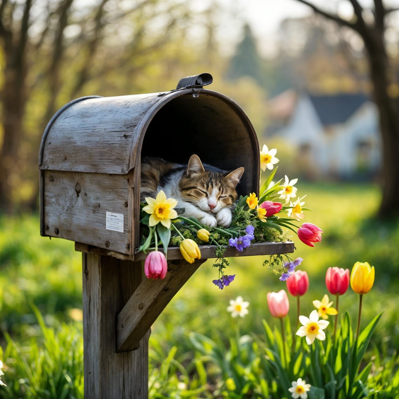 Cat Nap in Spring Mailbox