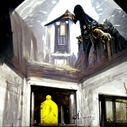 Sinister Infinite Yellow House: 3D Oil Painting