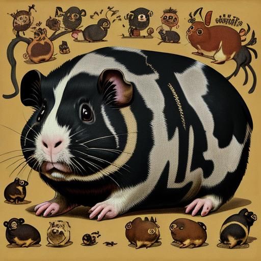 Surreal Guinea Pig Art Inspired by Expressionism