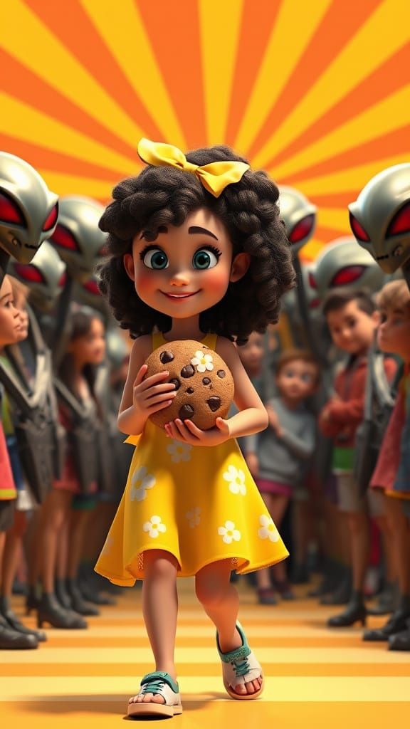 Fearless Girl in Bright Yellow Sundress Steals the Scene