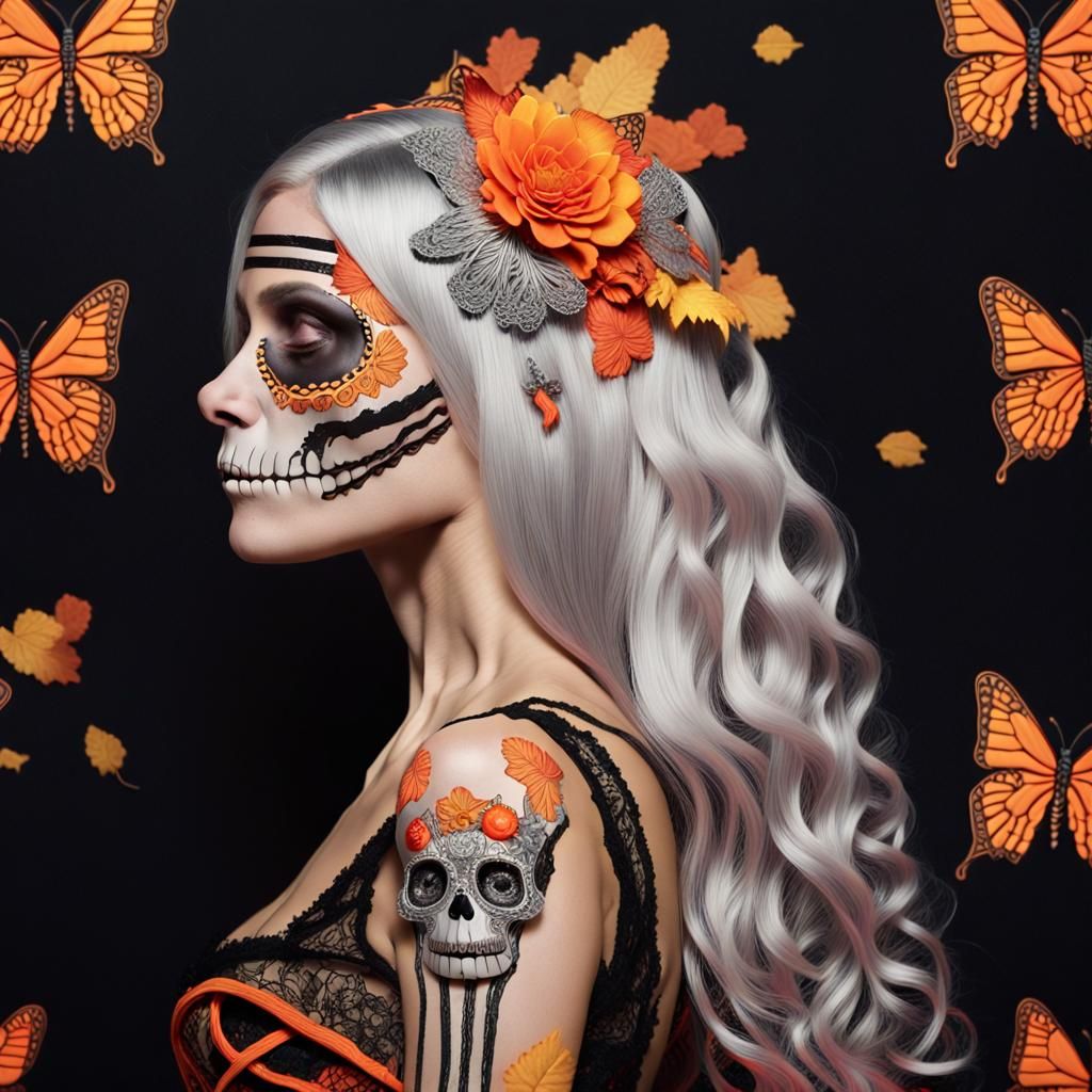 Gothic Profile with Skeletal Maltese in Fantasy Style