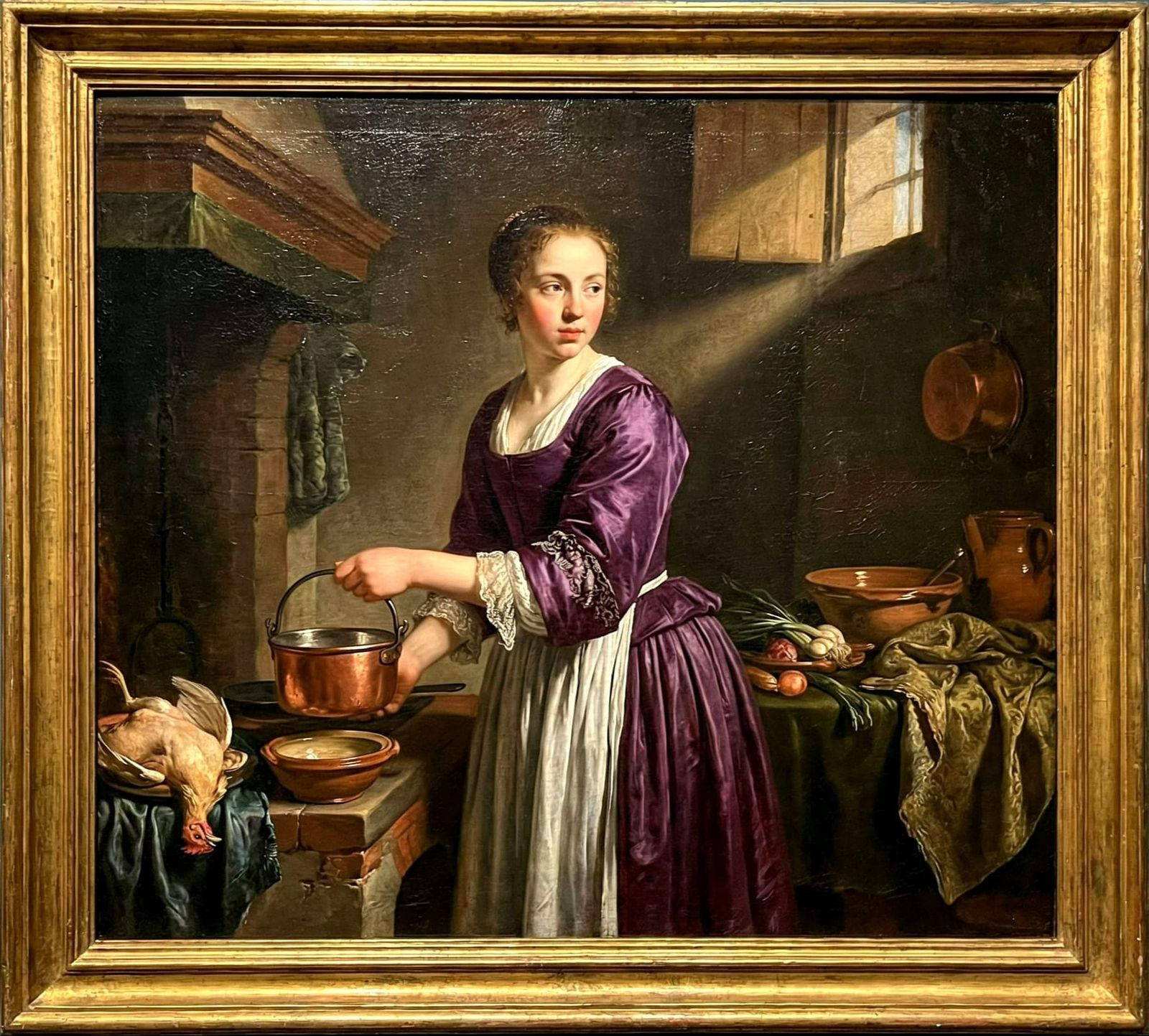 Baroque Masterpiece: Kitchen Maid in Violet Gown