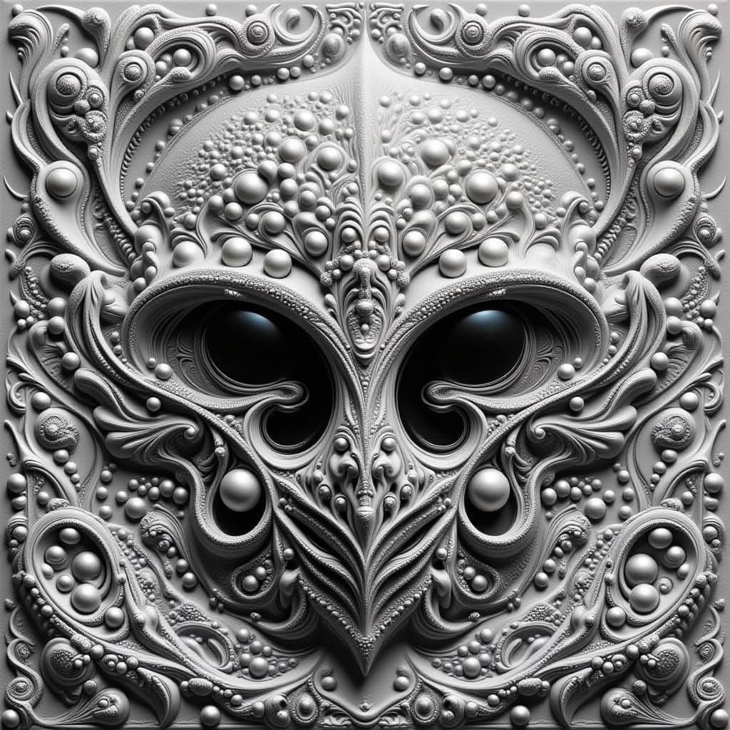 Mystical Black Beach Scene with Bubbly Waves