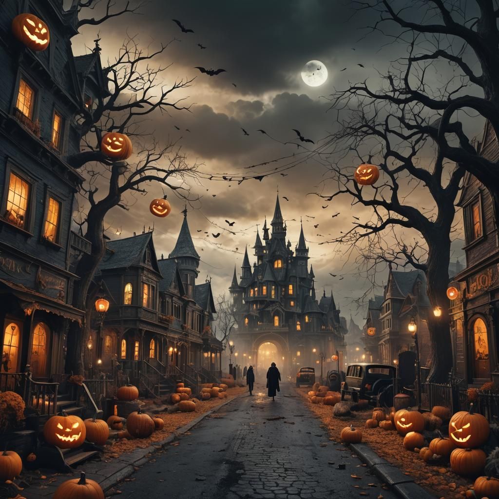 Dramatic Halloween Scene Digital Matte Painting