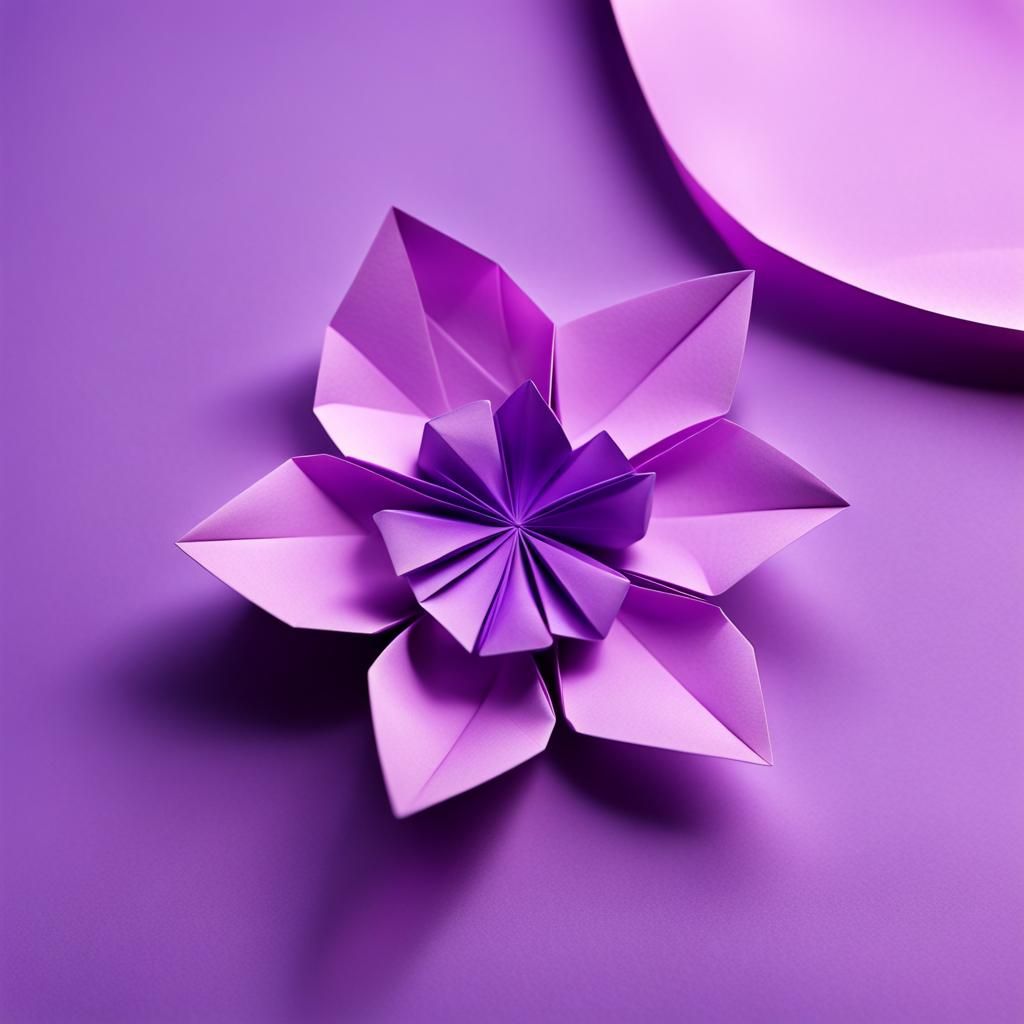 Origami Violet Flower Papercraft in 8K