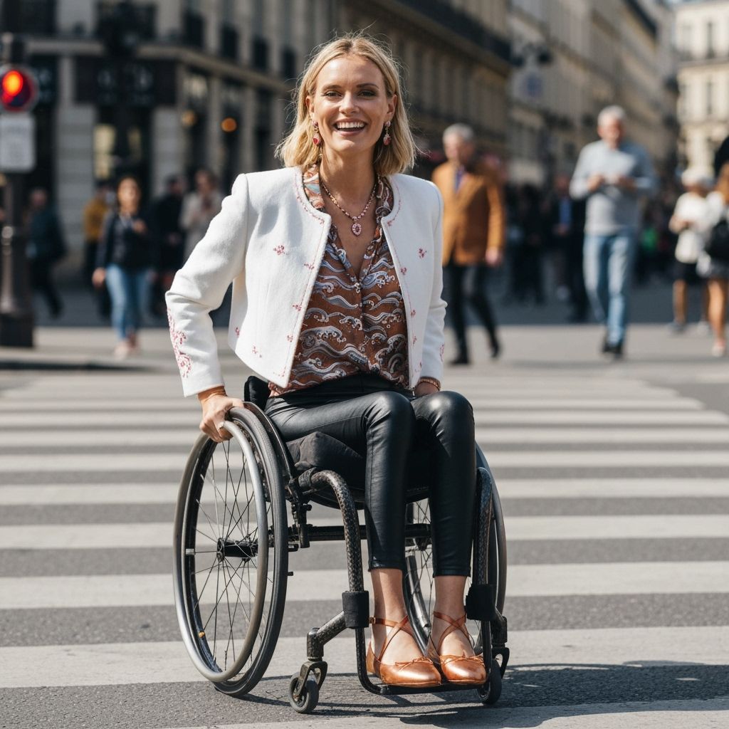 Confident Woman in Wheelchair on Paris Street