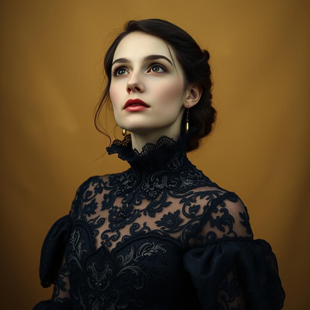 Elegant Woman in Lace Gown, Renaissance Portraiture