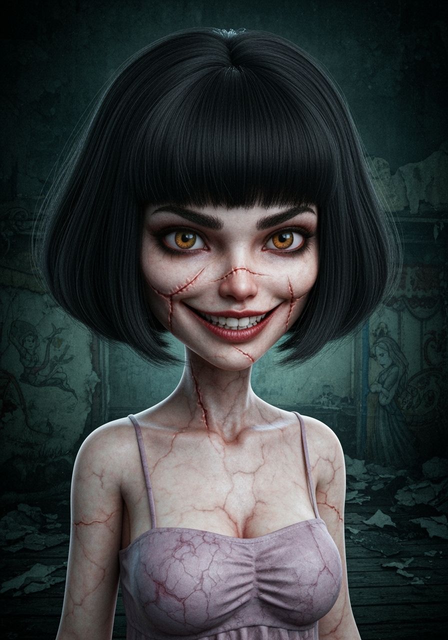 Kawaii Yokai with Bob Hairstyle in Eerie Carnival