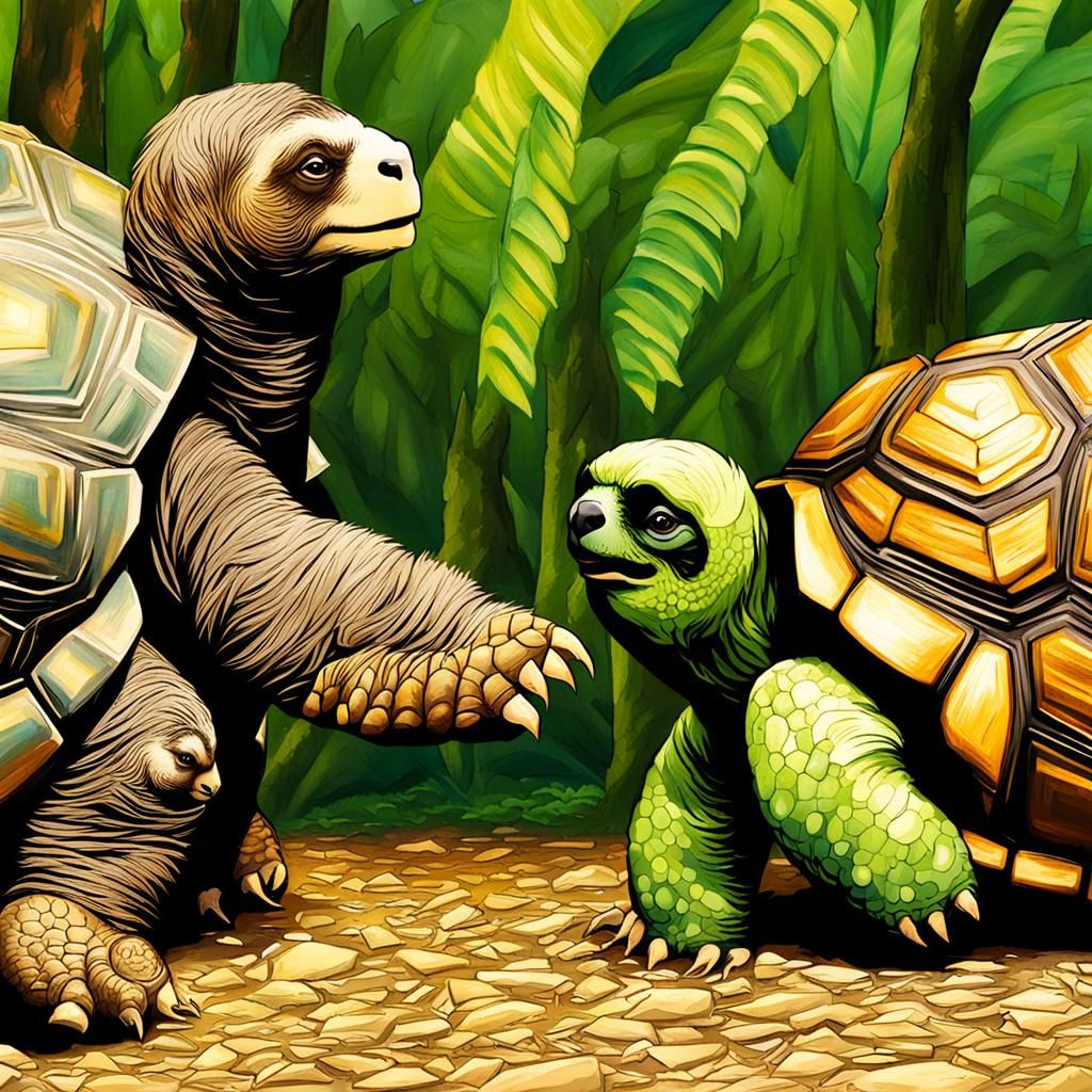 Tortoise and Sloth Race in Xaverlon Style