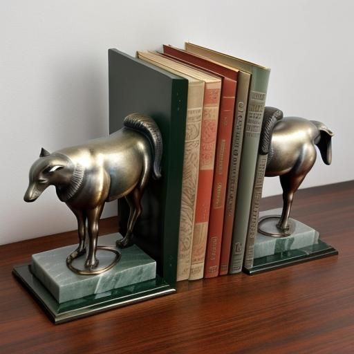 Art Deco Animal Bookends in Silvered Bronze