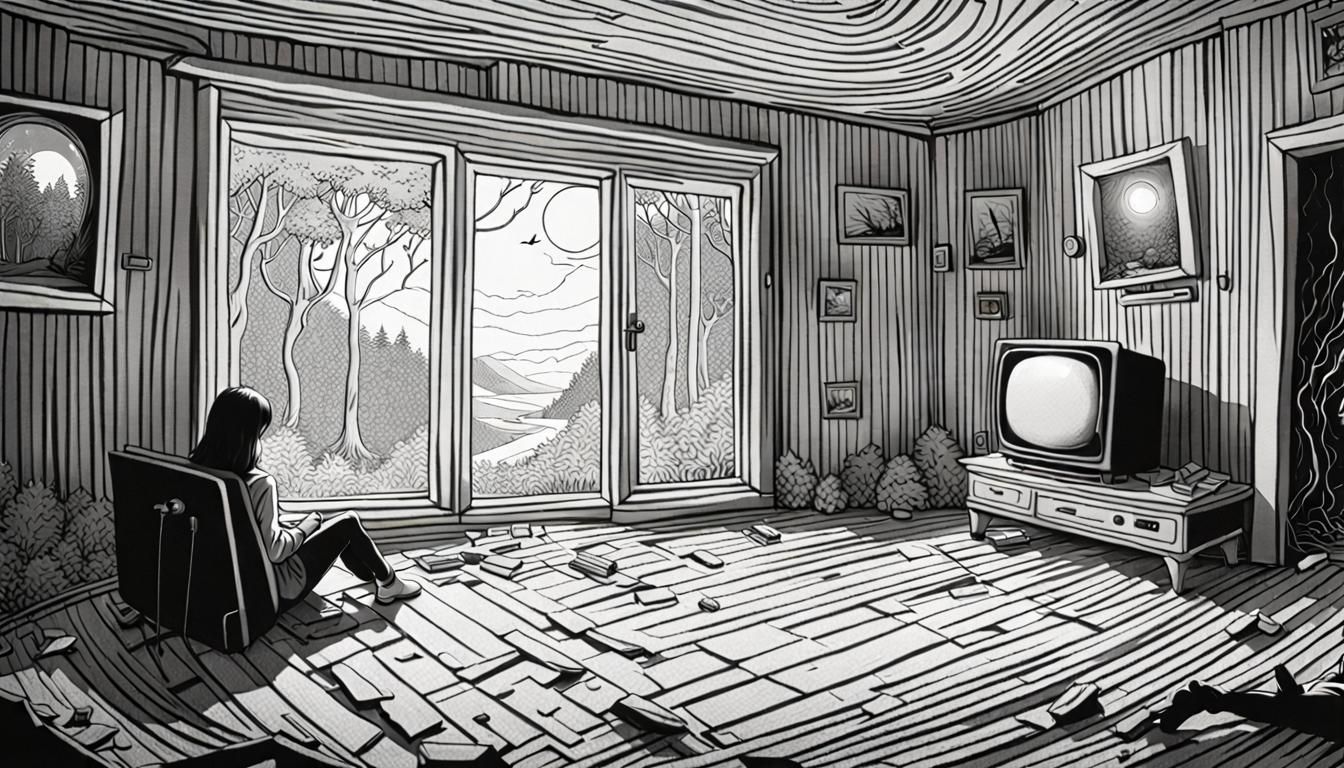 Woman Gazing at Nature in Surreal Style