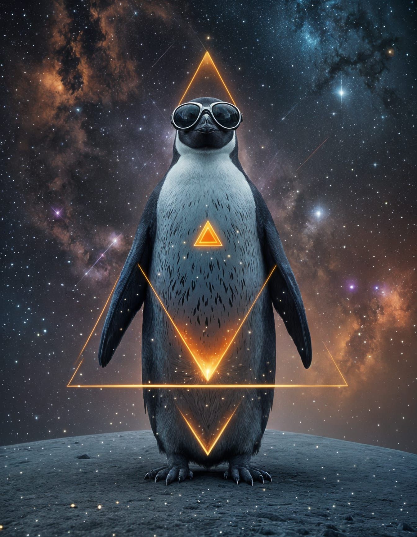 Spectral Penguin in Cosmic Virtual Reality: Digital Art