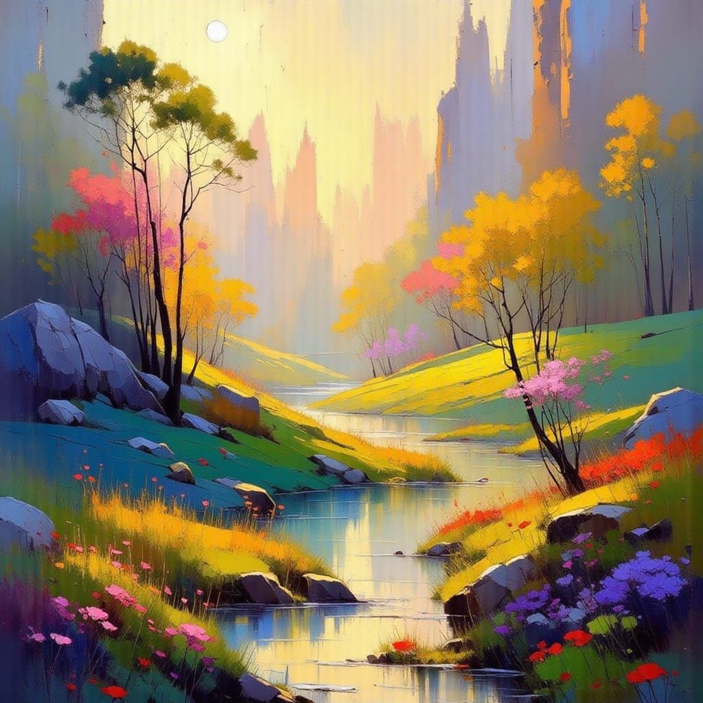 Timeless Ephemeral Landscape in Impressionistic Style