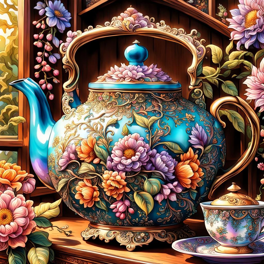 Whimsical Teapot Creature with Flowers