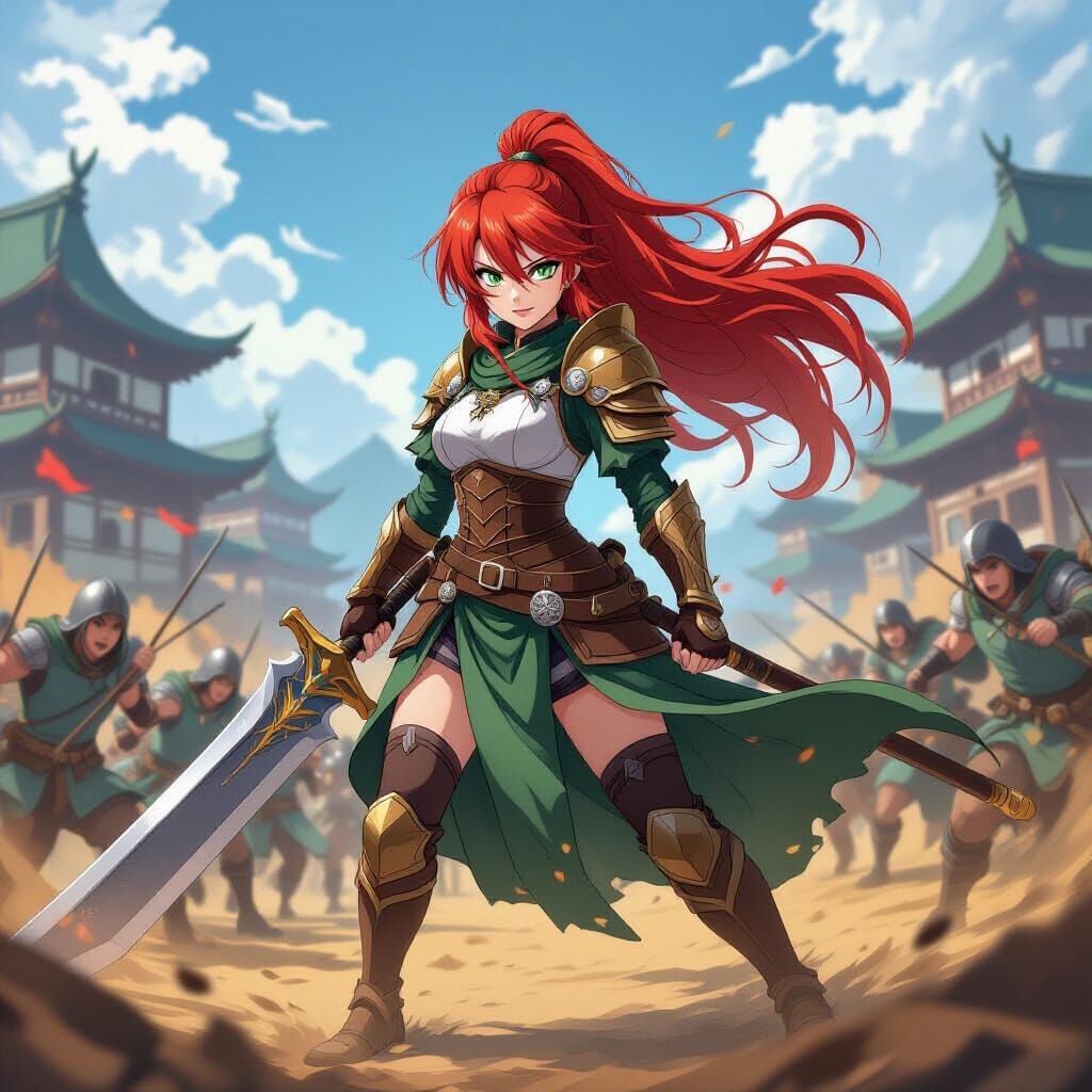 Anime Warrior Akane on the Battlefield