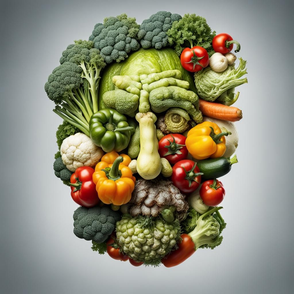 Vegetable Face Portrait in Arcimboldo Style