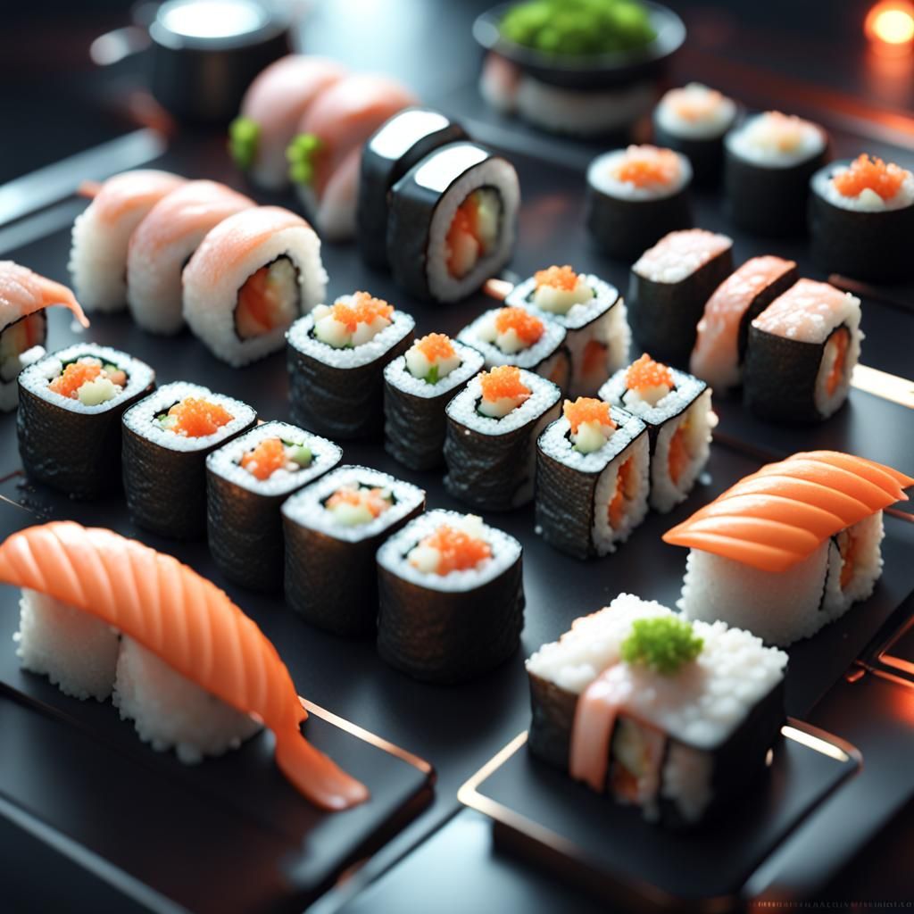 Futuristic Sci-Fi Sushi with Intricate Mech Details