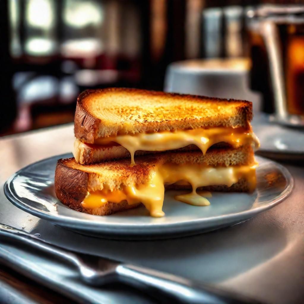 Hyperrealistic Grilled Cheese in Diner Setting