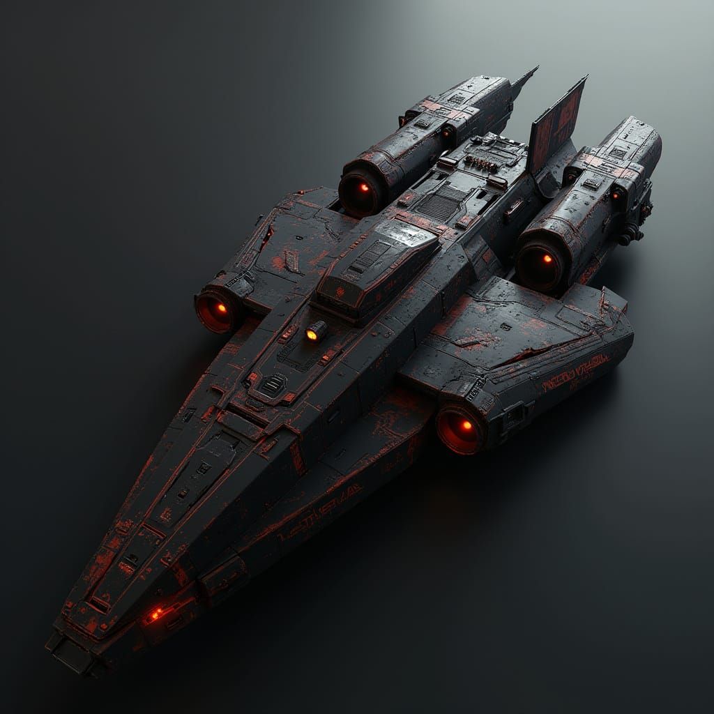 Sleek Correlian Freighter with Red Markings and Turrets